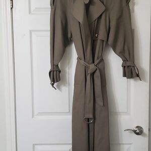Chic Dark Taupe Belted Trench Coat